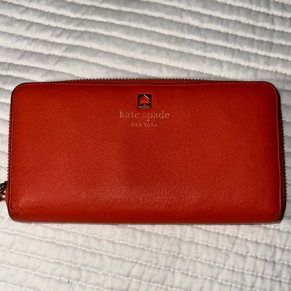 Kate Spade Vibrant Orange Zip Wallet